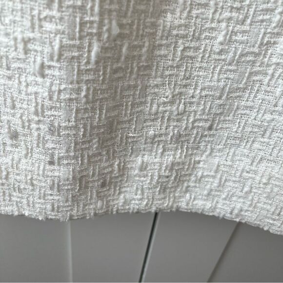 Sara Campbell Ruffle Neck Tweed Sleeveless White Shift Dress With Pockets Sz 12 - Picture 5 of 13